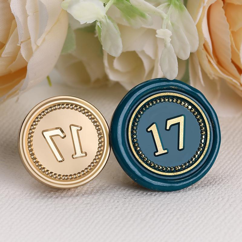Stamp 2.5*2.5cm Digital 1~20 Series Copper Head Fire Paint Seal Arabic Serial Number Seal Head Solid Brass Carving Stamps