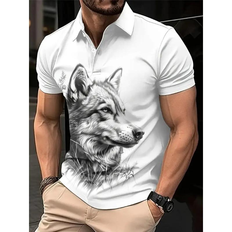 Men's Polo shirt Animal Graphic Print Outdoor Casual O Neck fine horse Short Sleeve Street Fashion Male Oversized Clothing