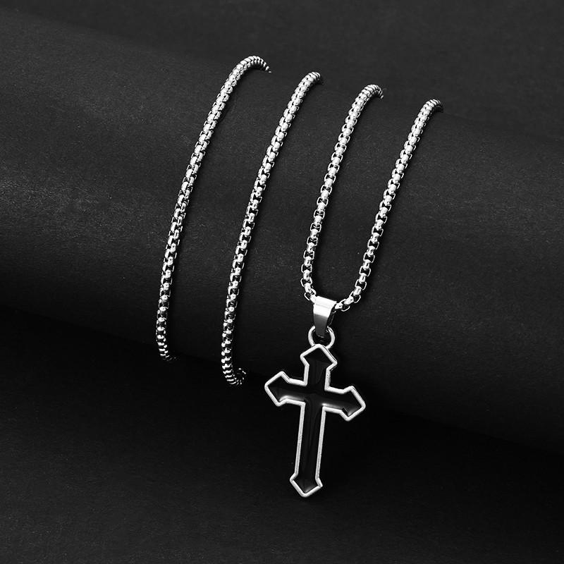 European and American Personalized Hip-hop Titanium Steel Necklace Men, Trendy Brand Simple Pendant Long Sweater Chain Accessories Women