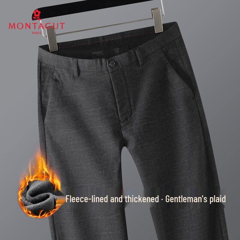 MONTAGUT Men s Fleece-Lined Business Casual Trousers 35