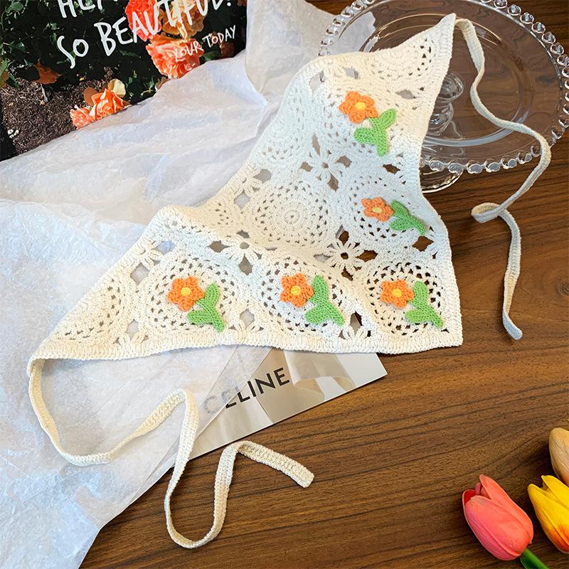 Cherry Lace Triangle Hair Scarf Girls Holiday Retro Hair Bands For Women Outgoing Makeup Styling Bandana Headwarp Headwear