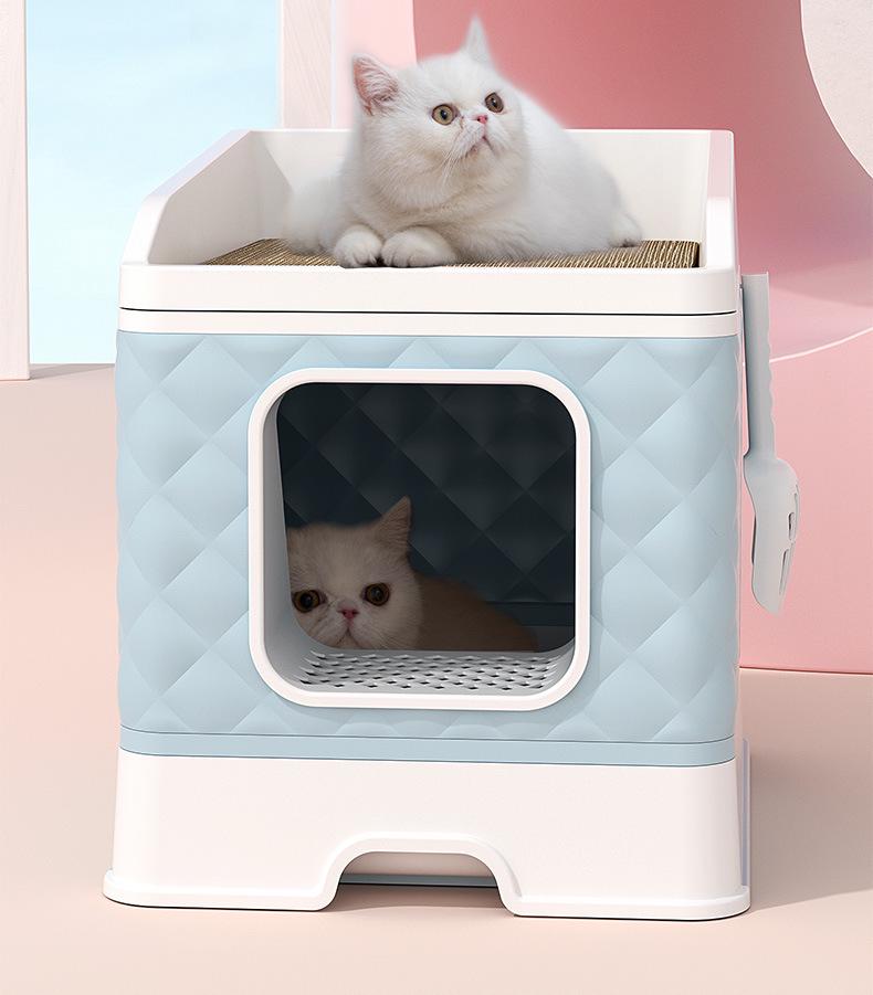 Fashionable Enclosed Cat Bed & Litter Box – Anti-Splash Design for Large Cats