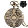 Punk Vintage Gearwheel Design Bronze Quartz Pocket Watch Arabic Numerals Dial Necklace Pendant Watch Retro Timepiece Gift Unisex