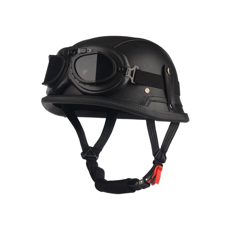 Pedal German Steel Helmet Cruise Retro Half Helmet Harley Men Motorcycle Helmet Motorcycle Floating Helmet Soldier Steel Helmet Leather Helmet