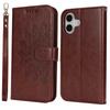 For iPhone 16 Stand Case Textured Leather Wallet Phone Cover with Strap