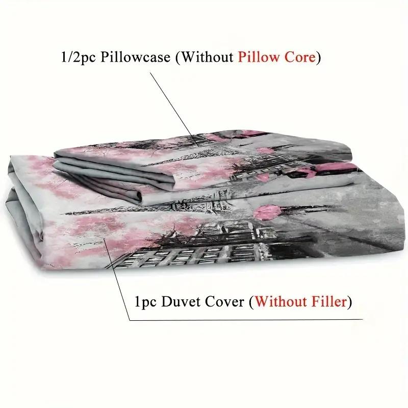 Eiffel Tower Romantic Flowers Bedding Duvet Cover Set 3d Digital Printing Bed Linen Fashion Design Comforter Cover Bedding Sets