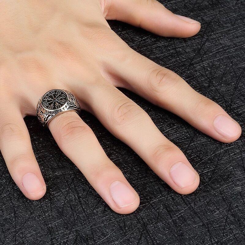 Chevalière runique viking vintage bagues scandinaves pour hommes bijoux amulette punk nordique dominateur