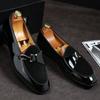Fashion British Style Leather Mens Casual Shoes Formal Business Loafers Wedding Dress Slip on Flats Driving Mocassin Shoes Big Size 48