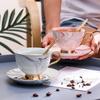 200ML Ceramics marble style Coffee Cup Set  with spoon Milk Tea Coffee Cup With Tray Porcelain Drinkware Set