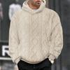 Mens American Casual Loose Fleece Lined Jacquard Hooded Pullover Sweatshirt
