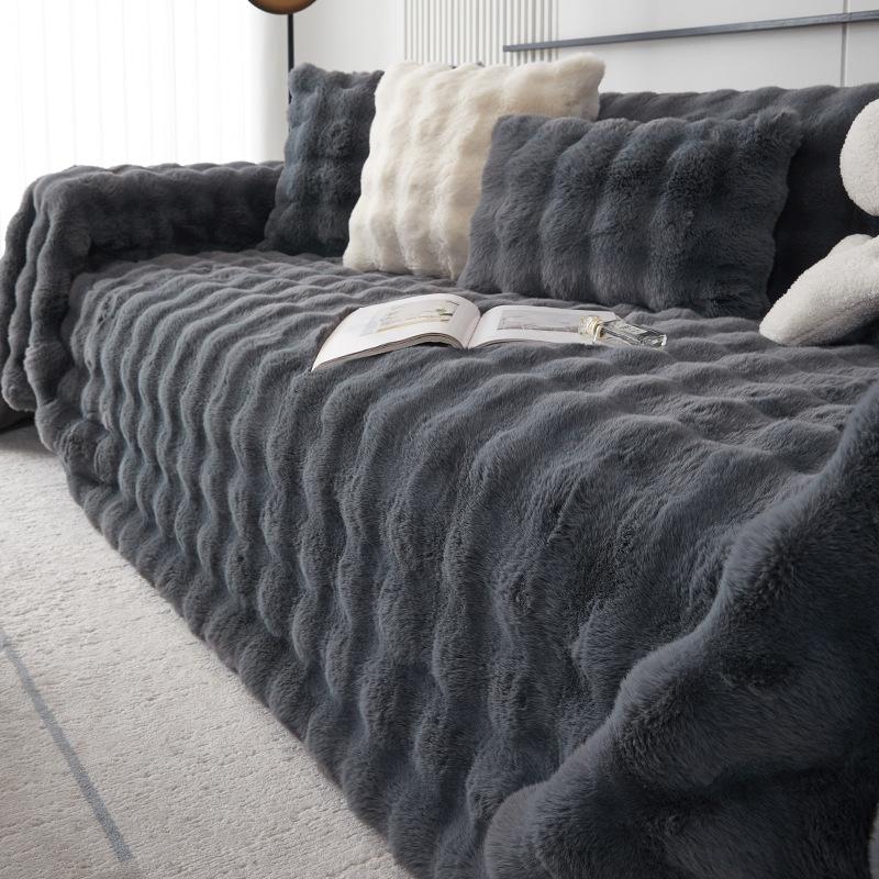 

Чехол для дивана с плюшевым кроликом, осенне-зимний кремовый диванный плед, утолщенный, устойчивый к царапинам от кошек, полотенце для дивана 90*90cm