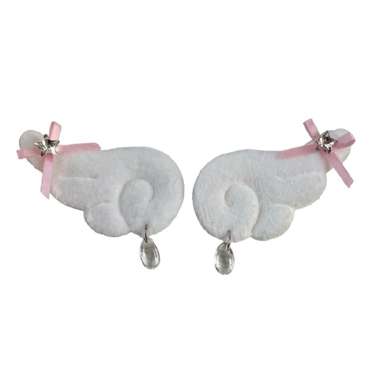 

2Pcs Matching Vintage Fabric Wing with Bowknot Accent For DIY Accessories And Y2K Bag Pendant Decoration