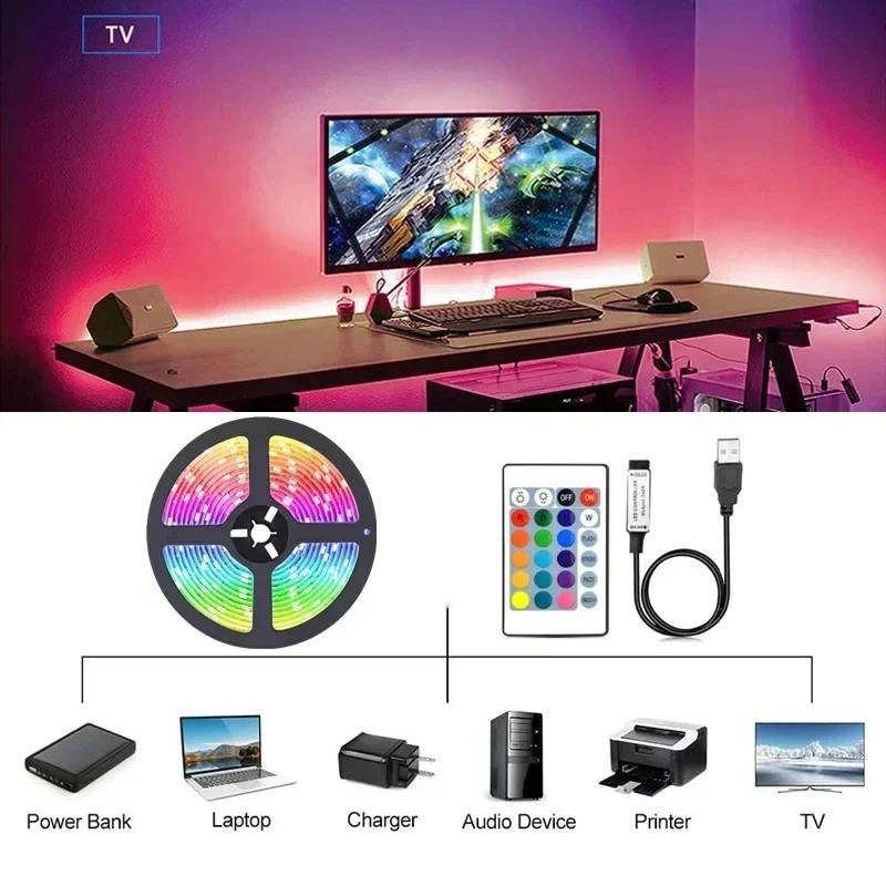 5-30m RGB LED Strip Lights 5050 Bluetooth APP Control Color Changing Light Flexible LED Lamp Tape Ribbon for Room Decoration Backlight