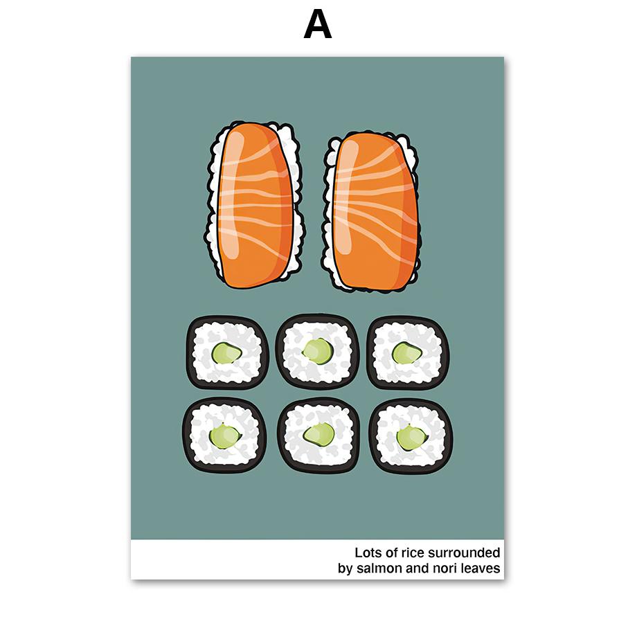 

Еда Суши Пицца Пончик Ананас Кухня Плакаты И Принты Холст Картина Скандинавское Настенное Искусство Картины Гостиная Домашний Декор 21X30cm No Frame