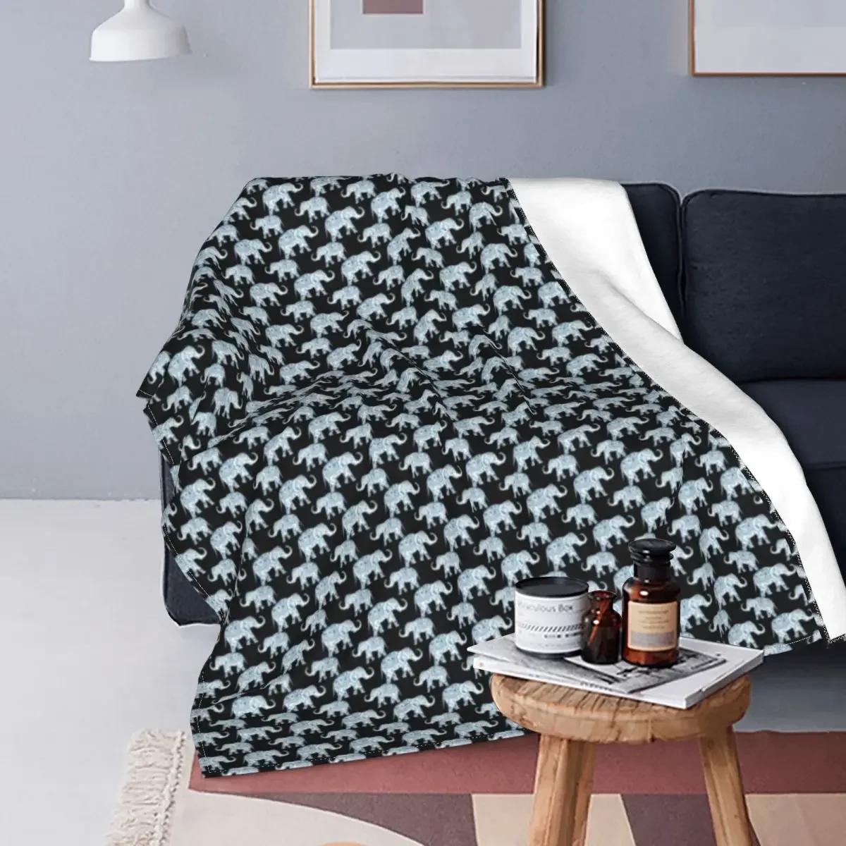 Vintage Olifant Dekentje Super Zacht Afrikaans Wild Dierenprint Dekentje Warm Fleece Flanellen Plaid voor Bank Sofa Tweepersoons King 70x100cm-XS