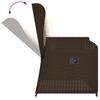 Vidaxl Folding Garden Bench with Cushions, Brown, Poly Rattan