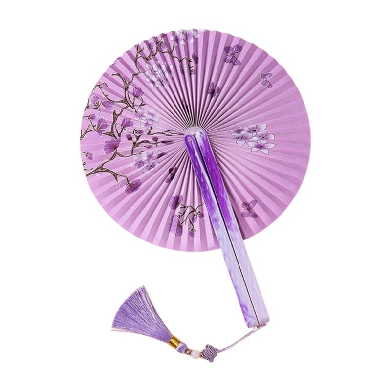 Handheld Hand Fan With Pendant Magnetic Folding Fan For Women Vintaged Shape Paper Fan For Weddings And Decorations