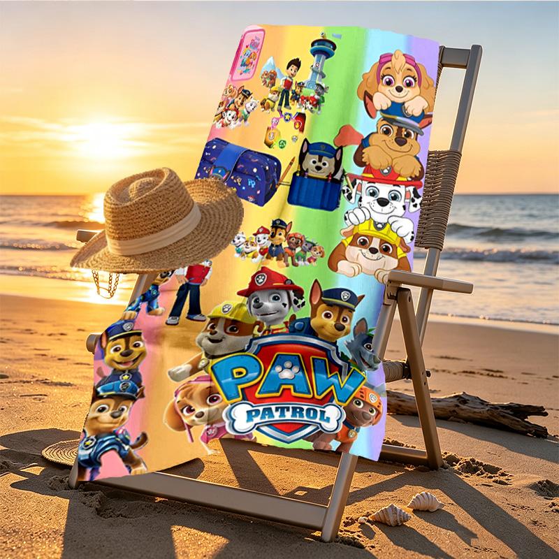 PAW Patrol Print Beach Towel Design, Soft, Lightweight. for Home Bathroom, Spa, Pool, Yoga, Surfing, Camping, Gift for Family, Friend