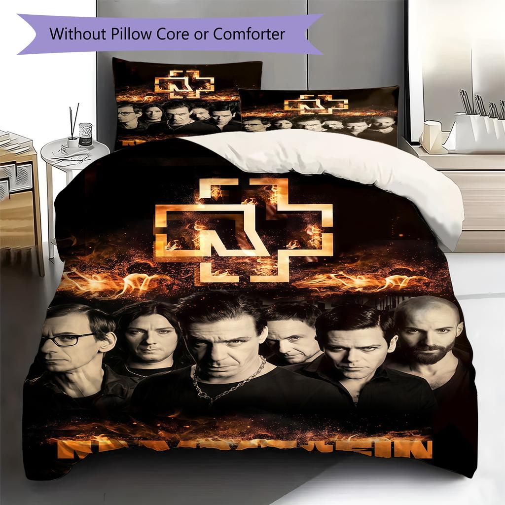 Rammstein Band Pattern Bedding,Quilt Set Quilt Cover Pillowcase Home Birthday Gift (1 * Duvet Cover + 2 * Pillowcase, Without Core)