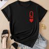 Q&Heart Printed Round Neck T-shirt for Spring_summer Short Sleeved Top and 's Clothing