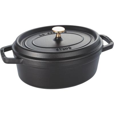 Cocotte Oval Black Large Hand Cast Enamel Pot IH Compatible Japanese La Cocotte Oval "Pico 27cm" [Authorized Product] 40500-271