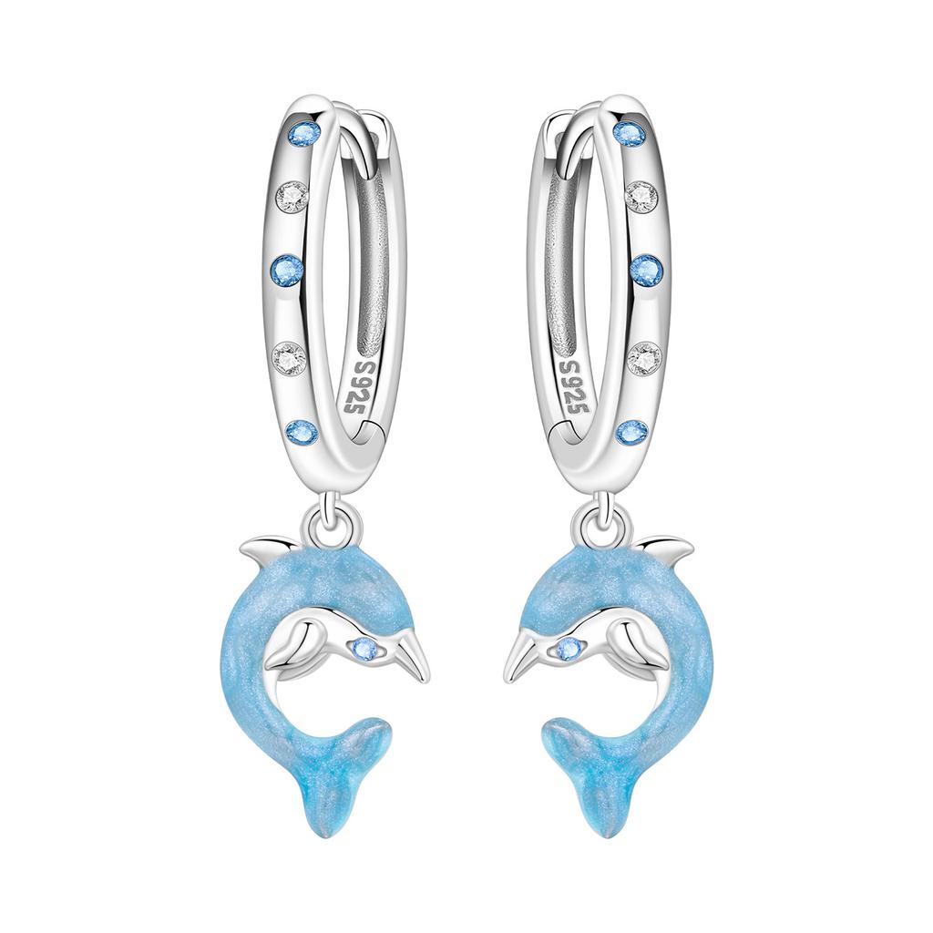 Orstarry 925 Silver Starry Mermaid Tail Hoop Earrings For Women Original Love Jewelry Party Gifts