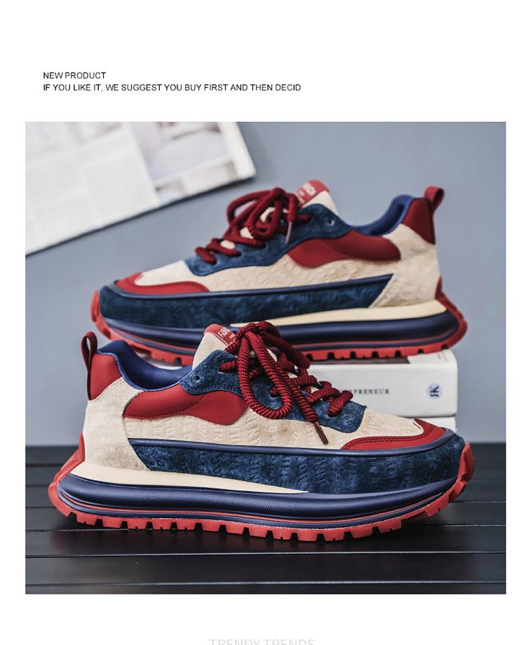 Chaussures de Papa Rétro Colorblock pour Homme: Baskets d'extérieur décontractées de printemps avec semelle épaisse pour gagner de la hauteur