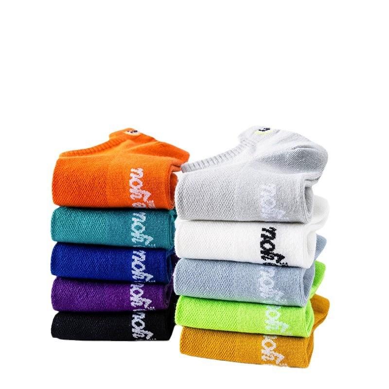 10 perechi de șosete de calitate cu fața zâmbitoare pentru femei, bumbac respirabil, joasă, tub scurt, ocazional, șosete anti-alunecare, rezistente la uzură, patru anotimpuri