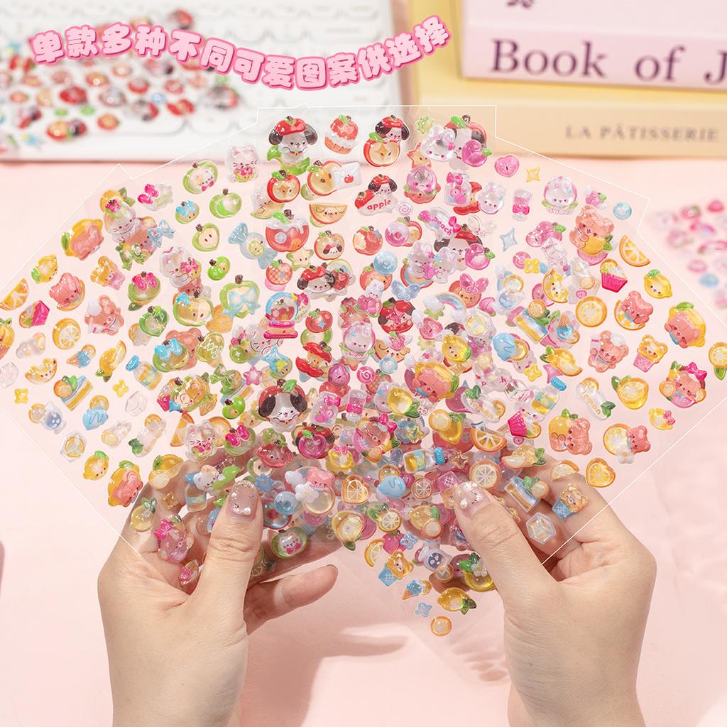 1 Sticker Per Pack Sweet Candy Party Series 3D Embossed Stickers Kids' Rocking Toy Fruit Stickers for Hand-made Journals