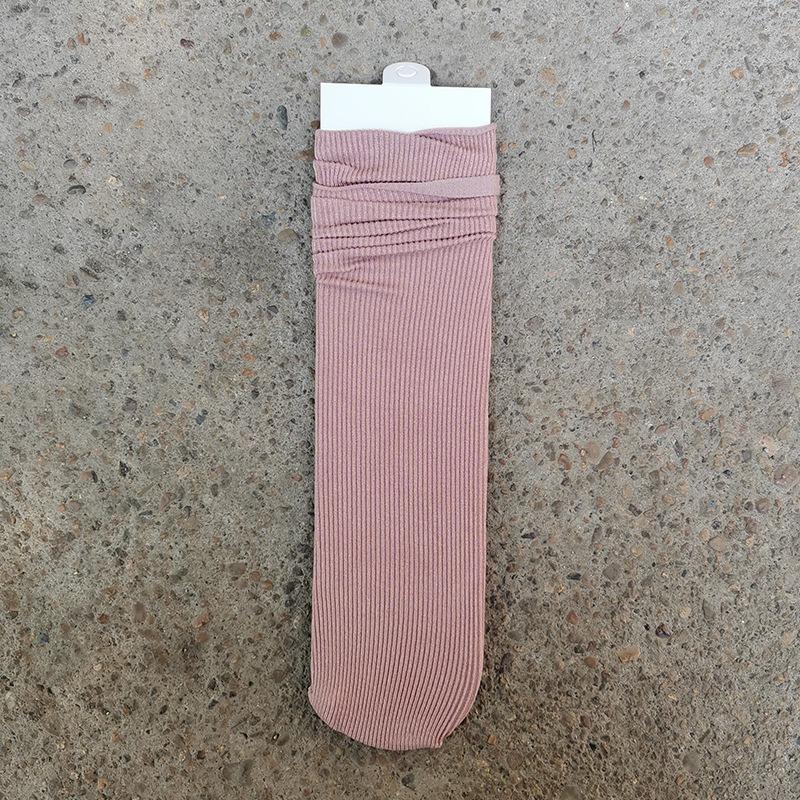 Ladies Autumn and Winter Thick New Products Pure Color Retro Sweat Absorbing Breathable Long Tube Pile Pile Cotton Socks