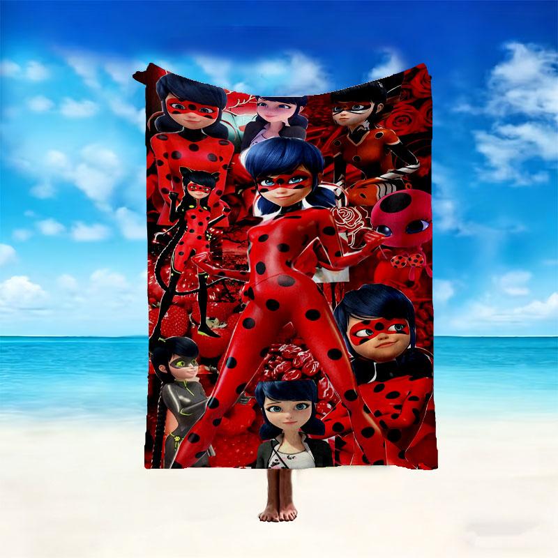 Ladybug Pattern Blanket, Cozy Blanket for All-Season Comfort On Sofas, Beds, Office, Car, Camping and Travel