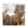 Bohemian Striped Tassel Knit Throw Blanket for Sofa or Bed