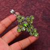 Peridot Gemstone Cross Shape Pendant : 925 Sterling Silver Handmade Pendant Jewelry