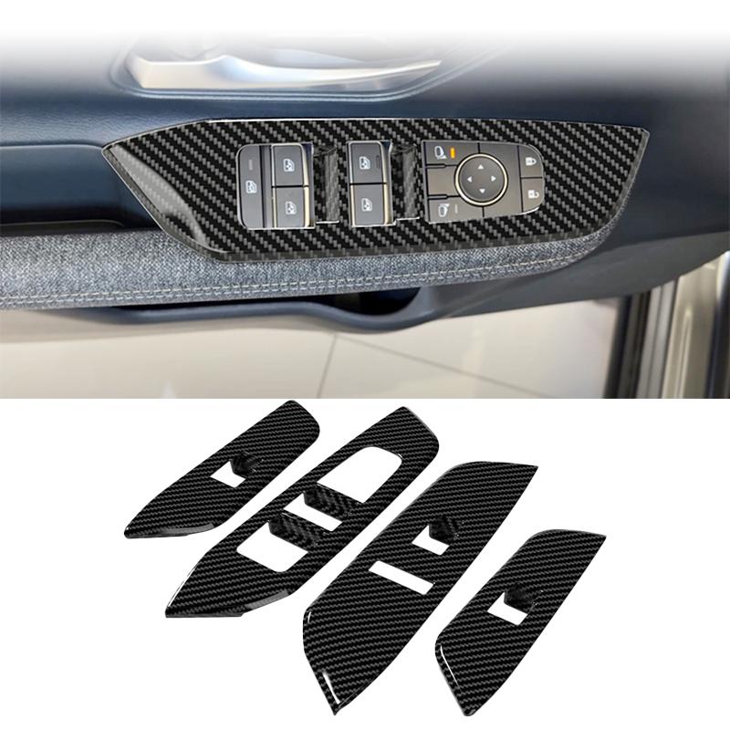 LHD For Nissan Kicks 2025 2026 ABS Carbon Fibre Car window switch switch button window switch panel cover trim Accessories LHD ABS Carbon Fiber