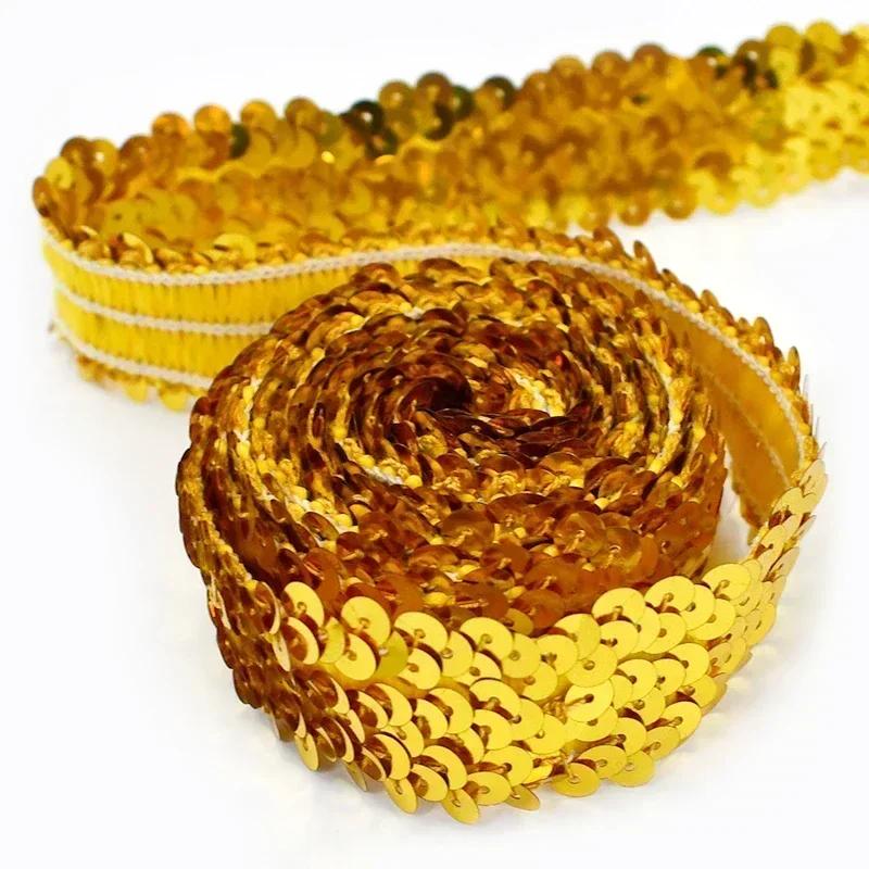 2/5/10Meters Meetee 30mm Sequin Lace Ribbon Stretch Fabric Laces Trim for Clothes Elastic Band DIY Sewing Decoration Accessories