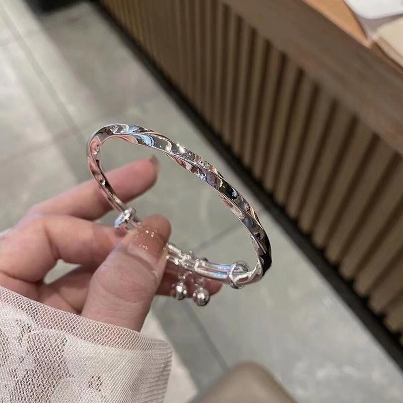 ANENJERY Bracelet cloche porte-bonheur couleur argent pour femmes, accessoire de bijoux Vintage élégant