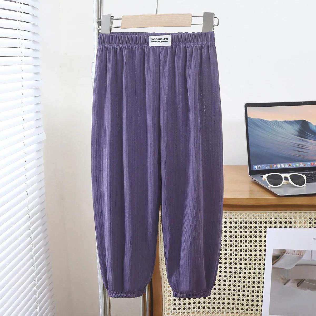 

Детские повседневные штаны с защитой от комаров, летние шаровары с тонким поясом для девочек 160 фиолетовый