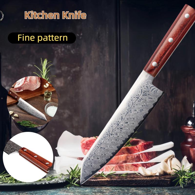 8 Inch Chef Knife Laser Ultra Sharp Chef Knife Laser Cut Edge Perfect For Slicing Dicing & Chopping Santoku Knife Wood Handle