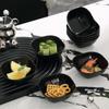 10 Piece Multifunctional Flower/Square Seasoning Dish Black Thickened Sauce Dish Plastic Snack Bowl Restaurant