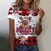 Cartoon Christmas Elk 3D Print Women T-Shirt Fashion Santa Claus Pattern Short Sleeve Top Casual O-neck Loose Tee X'mas Clothing