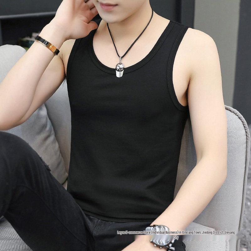 Men's Trendy Summer Sports Vest - Slim Fit, Breathable Black T-shirt for Fitness & Hurdling