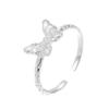 Banyan Tree S925 Silver Butterfly Textured Women's Open Ring - Light Luxury, Unique Design, New Arrival