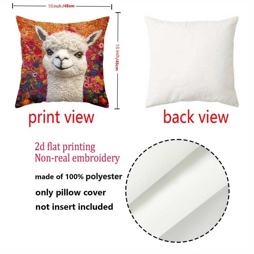 2D Flat Printing Colorful Alpaca Pillow with 2d Flat Printing Design Polyester Pillowcase Sofa Decorative Cushion Cover
