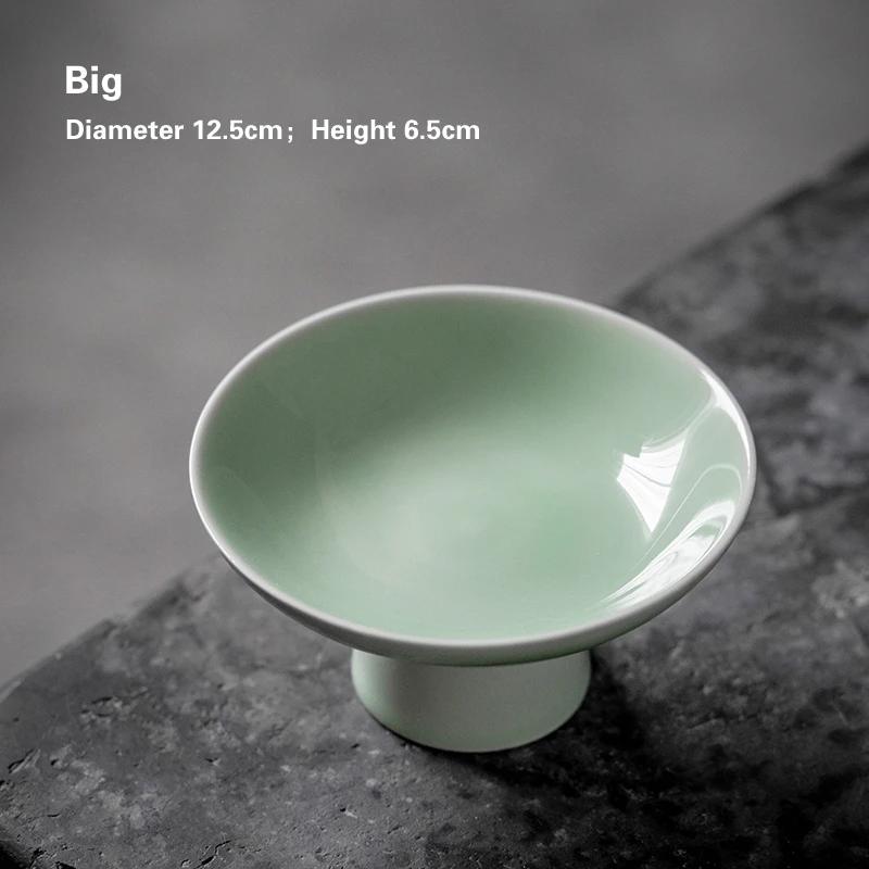 Living Room Household Snacks Tribute Plate Bowl Light Luxury Tea Table Blue and White Ceramic High Foot Tea Tray Fruit Plate