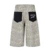 2026 American Vintage Leopard Print 3/4 Length Pants Loose Straight Leg Distressed Washed Casual Trousers Men Women