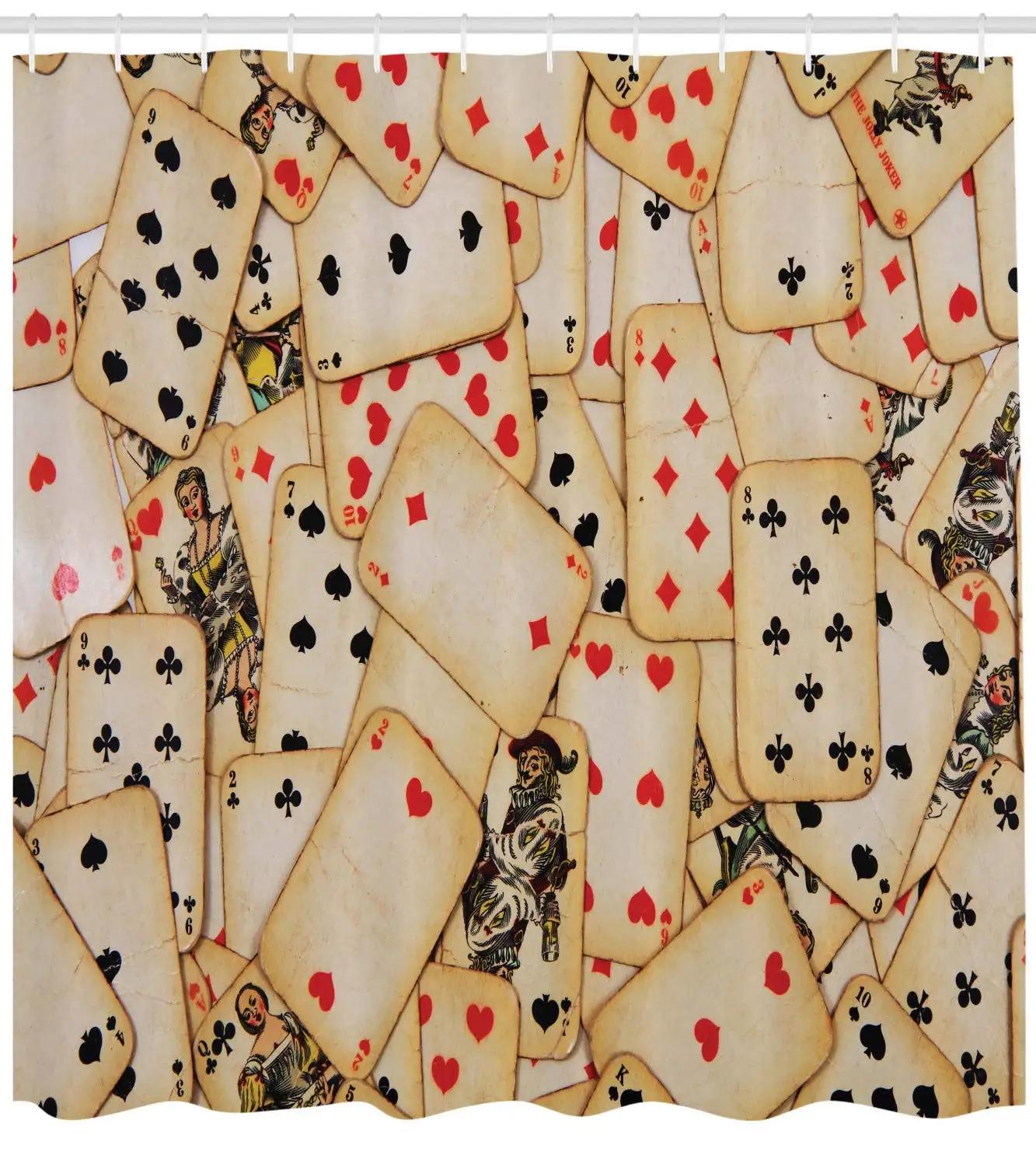 

Poker Waterproof Shower Curtains Fabric For Bathroom Shower Curtain Playing Cards Hotel Home Dorm Bathtubs Curtains Decoration W60H190(CM)-1 Pcs