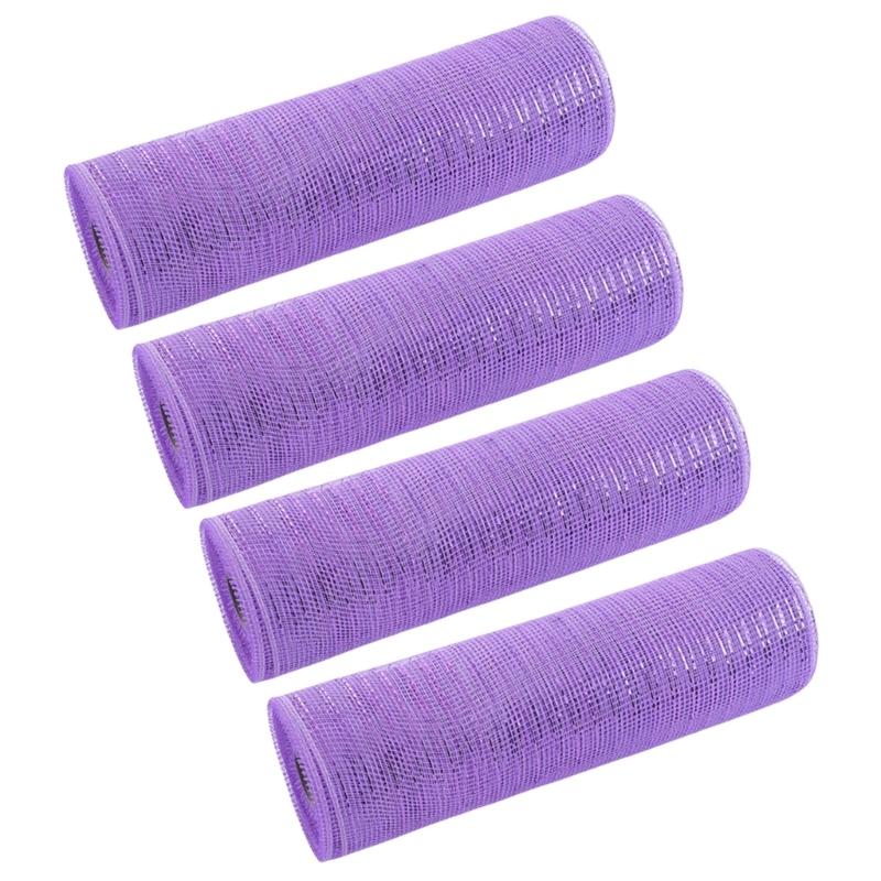 4 Rolls Durable Plastic Mesh Ribbon for Christmas Tree Decoration Perfect for DIY Projects and Festival Home Decors