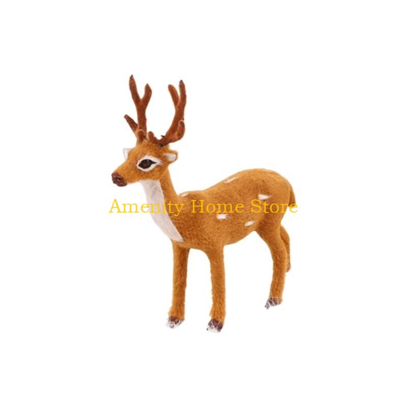 

F26C Standing Christmas Sika Deer Stuffed Animal Deer Model Ornaments Props