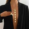 2Pcs/set Minimalist Ellipse Splice Earrings Necklace for Women Smooth Long Pendant Long Y-Shape Metal Style Jewelry Set