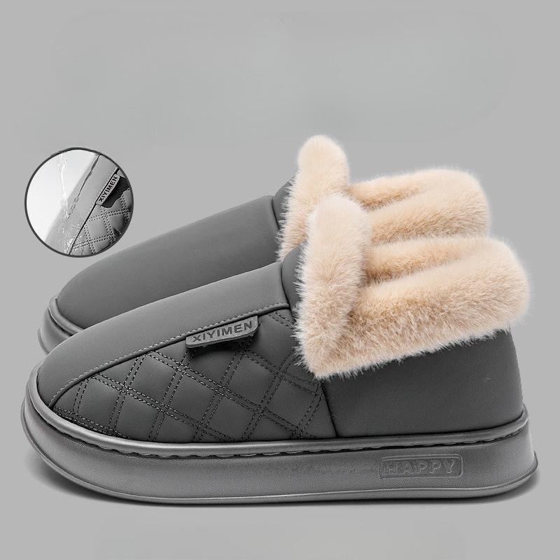 Anti-slip Shoes, Indoor Home with Fleece, Warm and Waterproof Bags and Cotton Shoes